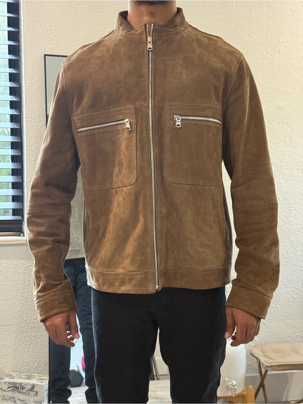 Banana Republic Men's Suede Zip-Up Jacket - Brown